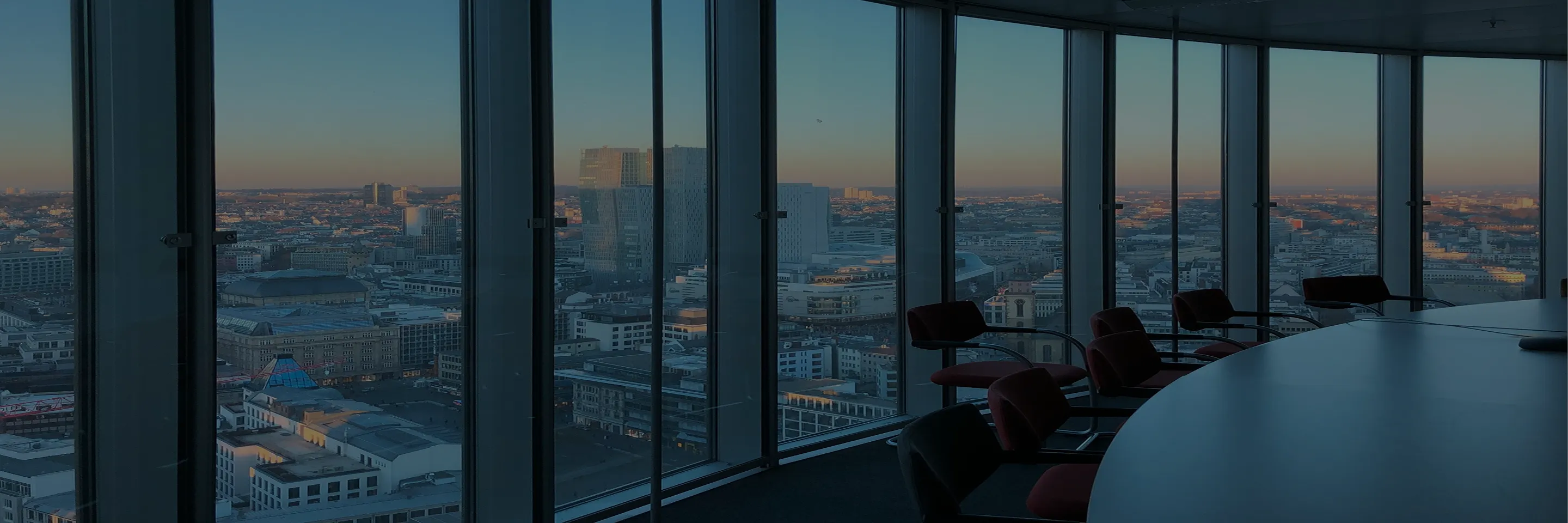 Conference room overlooking the city skyline